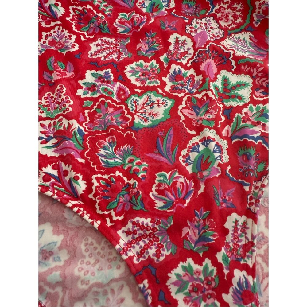 Vtg Manuel Canovas Red Combo Floral Formed Cup One Piece Swimsuit Size 8/10 - Picture 2 of 7
